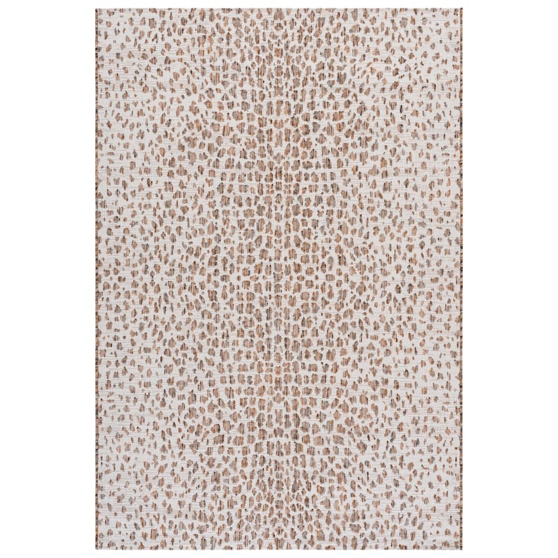 SAFAVIEH Courtyard Ruta Indoor/ Outdoor Waterproof Patio Backyard Rug - 5'3" x 7'7" - Ivory/Gold Black