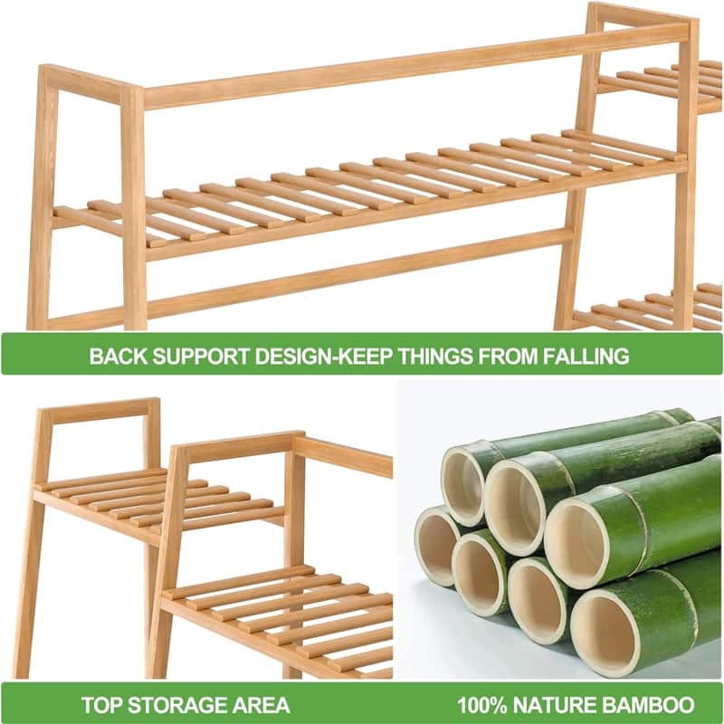 Bamboo Clothing Garment Rack - 15.8"D x 43.3"W x 55.2"H