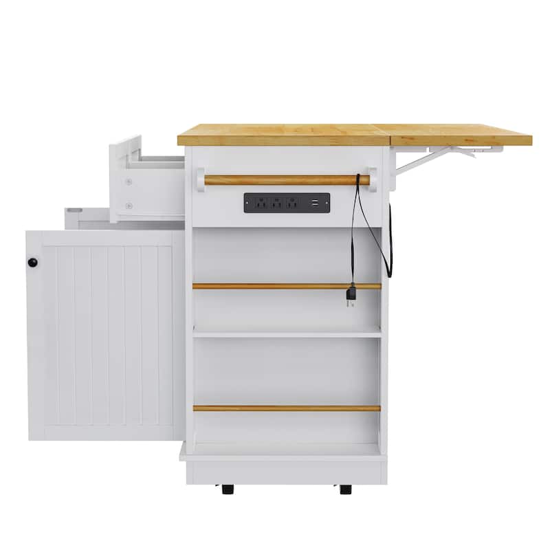 Kitchen Island with Storage and Drop Leaf, 48'' Large Rolling Kitchen Island Cart on Wheels, Portable Mobile Islands Wood Table