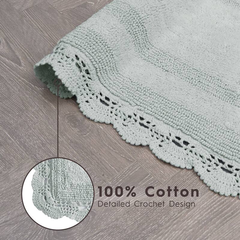 Laura Ashley Reversible Cotton Crochet Bath Rug