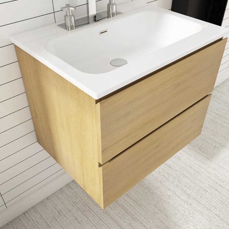 24 inches Wall-mounted Bathroom Vanity Set with White Ceramic Integrated Sink - 24" x 18"