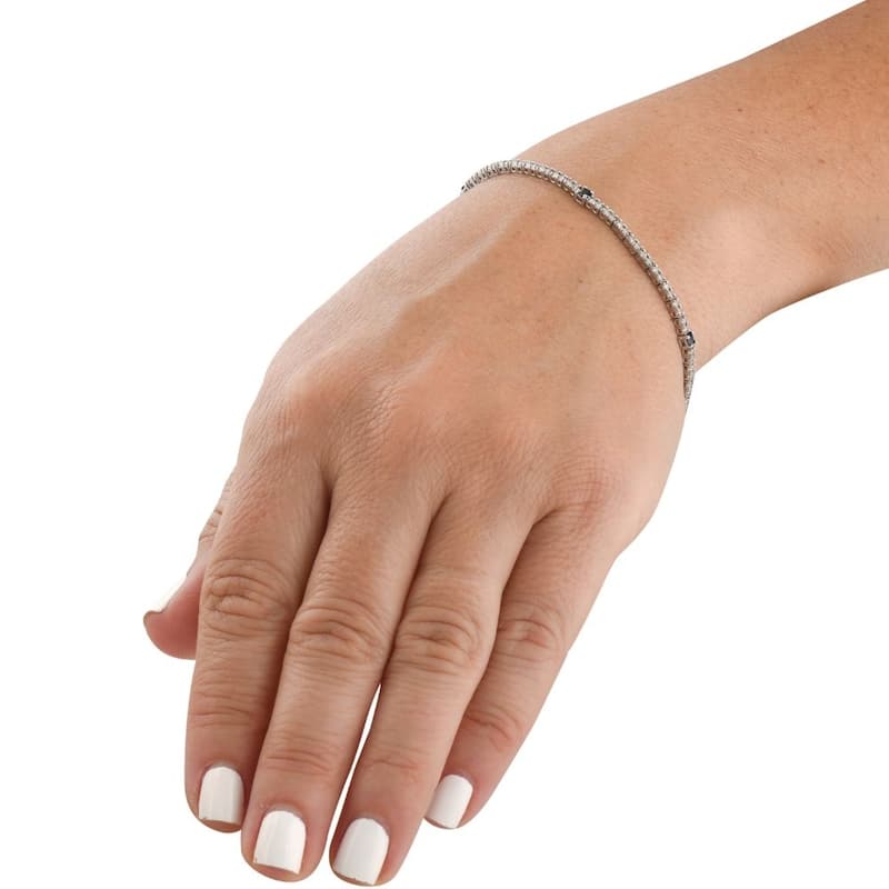 Bliss Diamond 1 1/10 Ct Diamond & Genuine Blue Sapphire Tennis Bracelet White Gold 7"