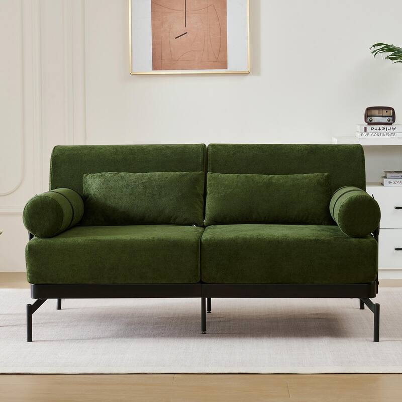 Modern Loveseat Sofa 59" Sofa Couch 2-Seater with Flexible USB Ports and Unique Cylindrical Armrests