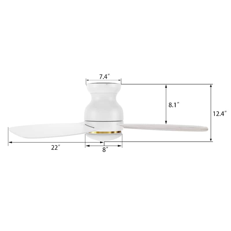 CARRO Reed 44" 3-Blade Indoor Ceiling Fan with LED light and Remote.