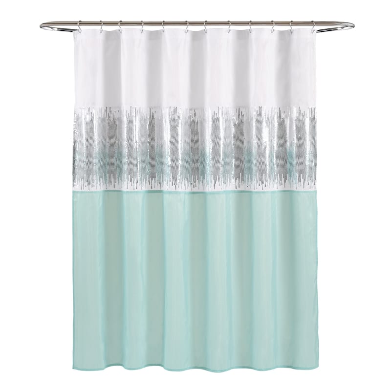 Lush Decor Night Sky Sequins Embroidery Valance - 18" x 52" - White & Blue