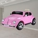 preview thumbnail 10 of 8, Licensed Volkswagen Beetle Kids Electric Ride-On Car with Remote Control, MP3, Lights, and Safety Features for Ages 3-6 - Pink