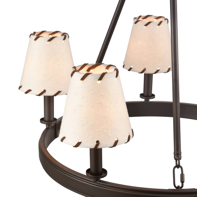 Elk Home Marion Oil Rubbed Bronze With Parchment Shade Chandelier