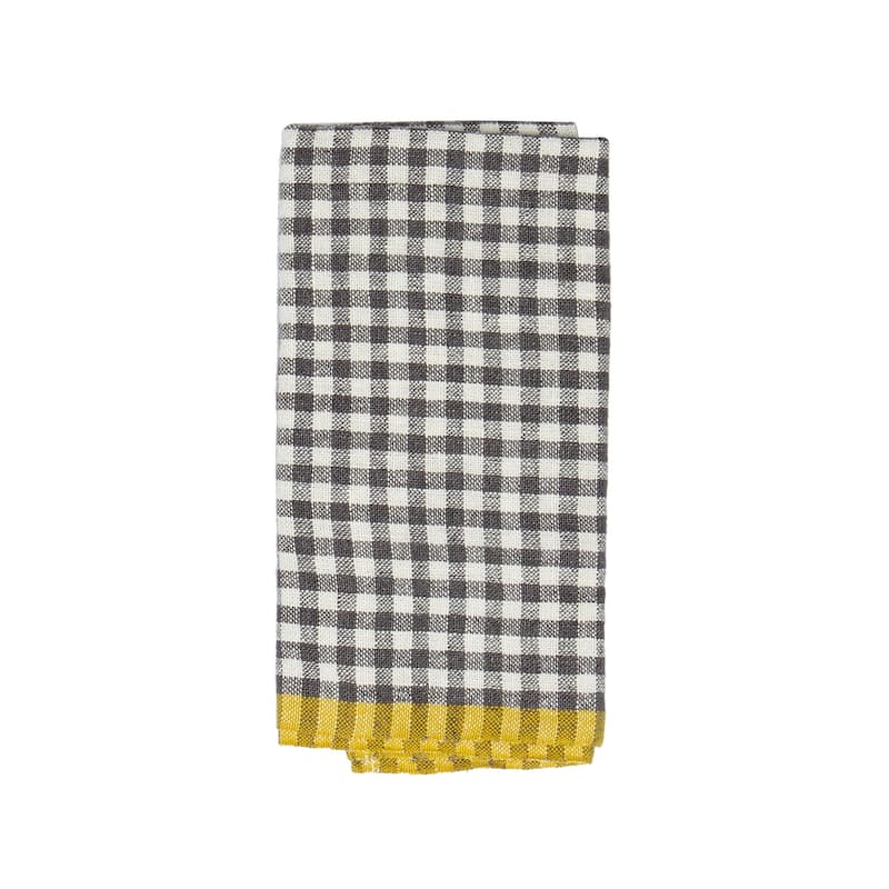 Caravan Gingham Towels - Set of 2 - Grey/Dijon