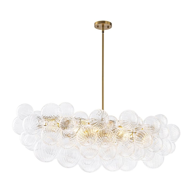 Glam 6-Light Waxing Crescent Striped Glass Cluster Bubble Chandelier - 47.2 in