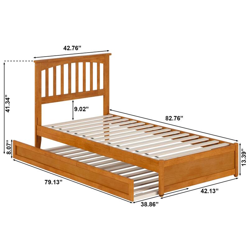 Everett Platform Bed with Panel Footboard and Twin XL Trundle