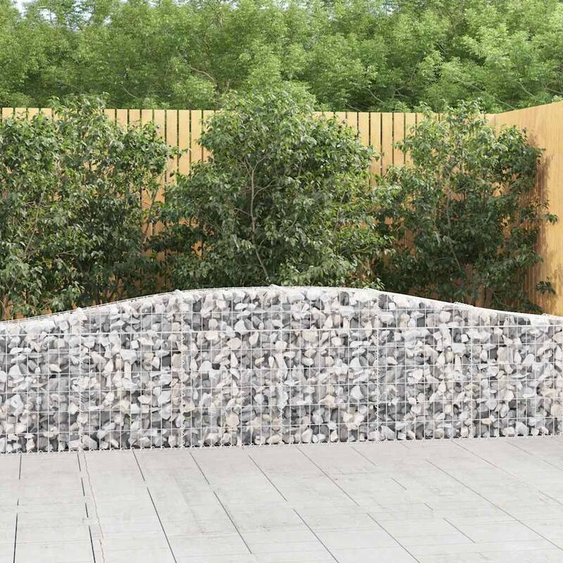 vidaXL Gabion Basket Arched Gabion Basket Planter for Flower Galvanized Iron - Silver-157.5 x 157.5 x 31.5 in