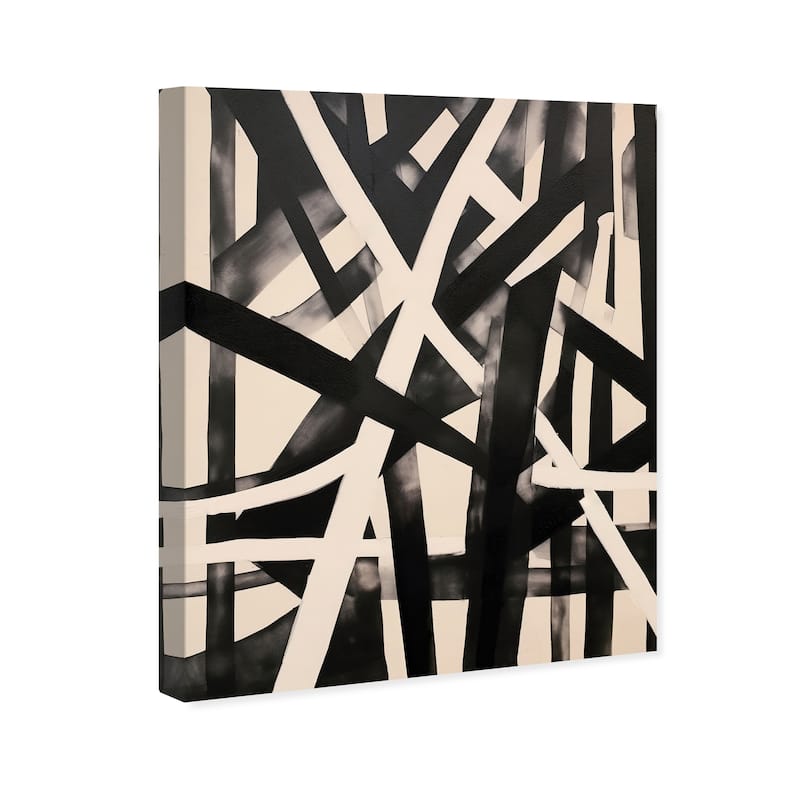 Wynwood Studio Canvas Abstract Paper Shredding Black and Ivory Modern & Contemporary Wall Art Canvas Print