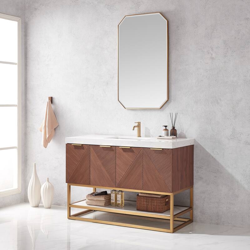 Mahon Single Bath Vanity with Composite Stone Top and Mirror