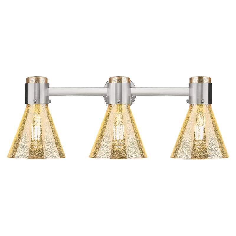 Innovations Lighting Downtown Urban - Lawton Cone - 3 Light 24" Wall-Mounted Bath Vanity Light - Satin Nickel, Mercury