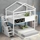 preview thumbnail 11 of 15, Wooden Twin over Full House Bunk Bed with Storage Staircase and Blackboard