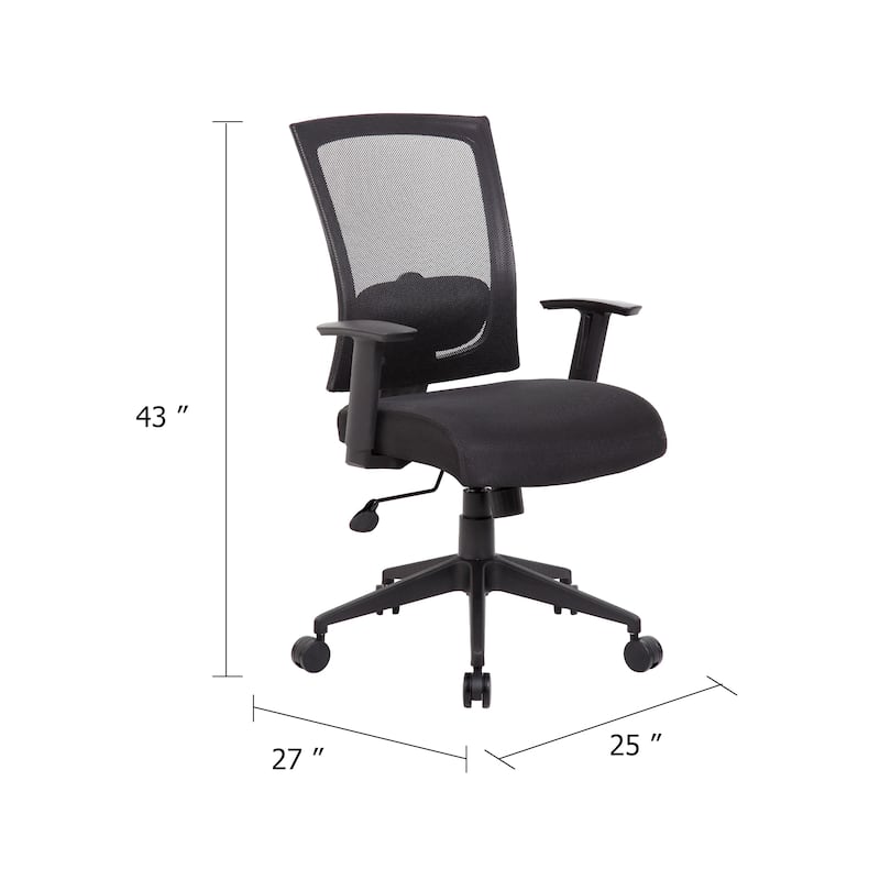 Rolling Task Chair, Black Mesh Back, Nylon Base, Height Adjustable
