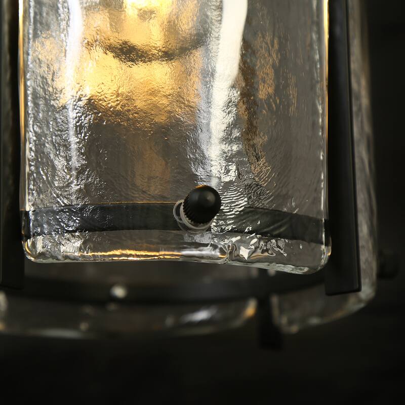 Modern Black 1-Light Pendant Light with Handmade Glass for Kitchen Island - Dia. 6.7" x H 9.1"