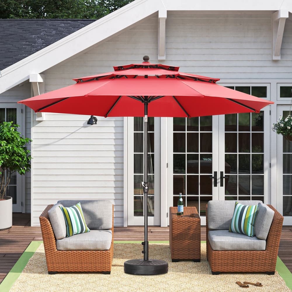 Autlaycil 10FT 3-tier Tilting Patio Umbrella With Base