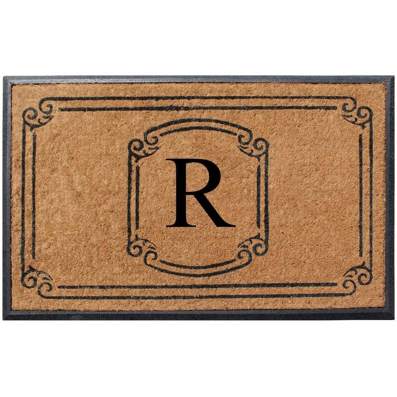 A1HC Natural Coir Monogrammed Door Mat For Front Door, 30"x48" - R