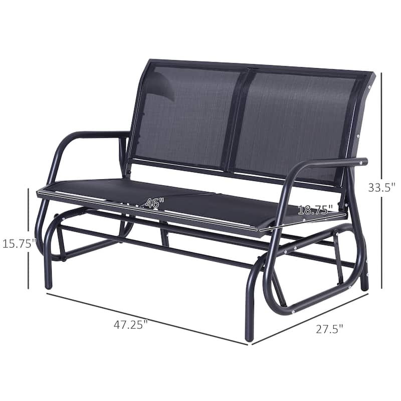2-Person Outdoor Glider Bench, Patio Double Swing Rocking Chair