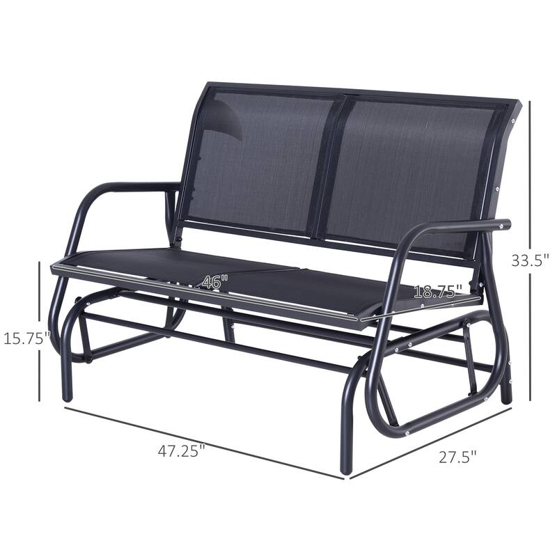 Outdoor 2-Person Glider Bench, Patio Double Swing Rocking Chair with Powder Coated Steel Frame