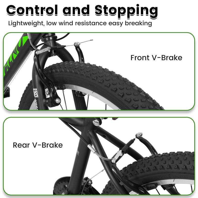 Unisex Mountain Bike - Carbon Steel Frame, Multiple Speeds, Dual V-Brake - 21