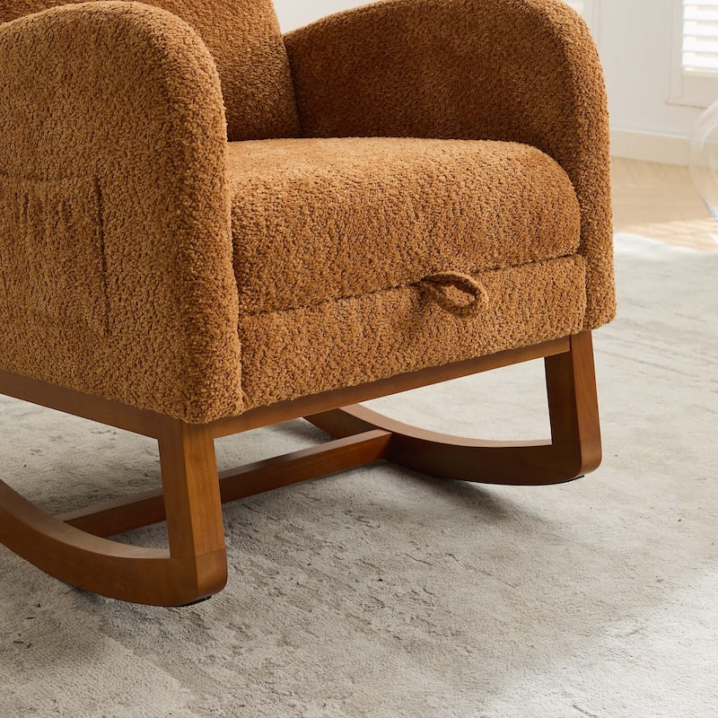 25.4"W High Back Rocking Chair with Retractable Footrest
