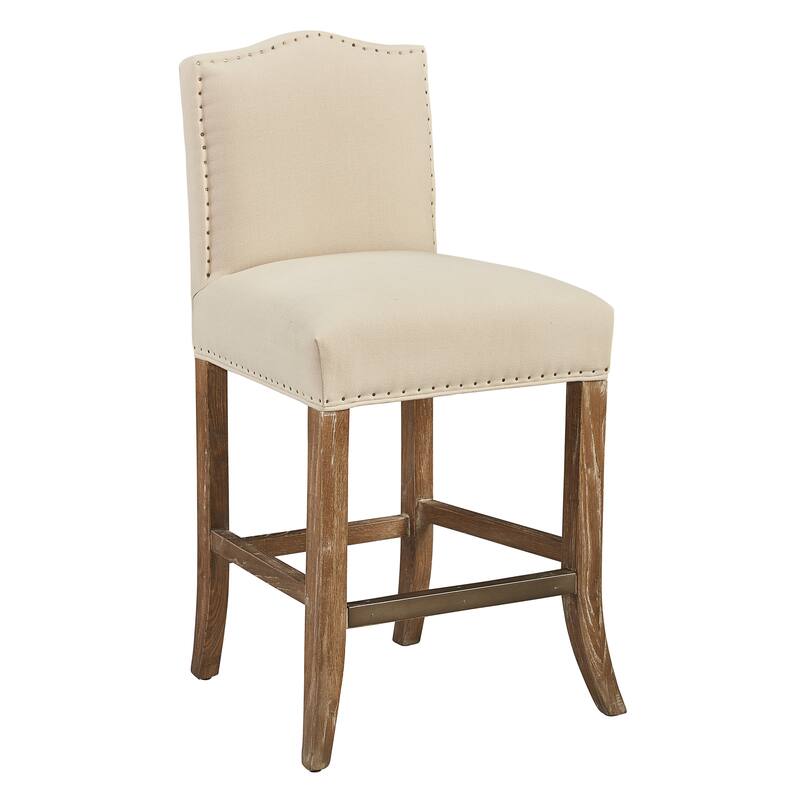 Brickell Oak Traditional Counter Stool with Nailhead Accents