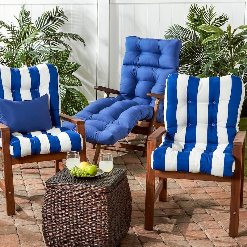 72-inch Outdoor Marine Blue Chaise Lounger Cushion