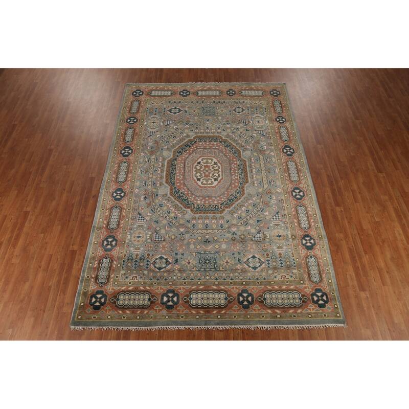 Gray Khotan Indian Area Rug Hand-Knotted Wool Carpet - 8'4" x 12'0"