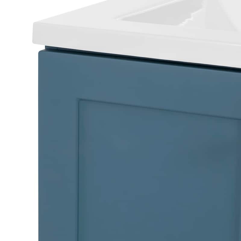 Spring Mill Cabinets Emlyn 36.5" Bathroom Vanity With Shelves, Drawer, and White Sink Top