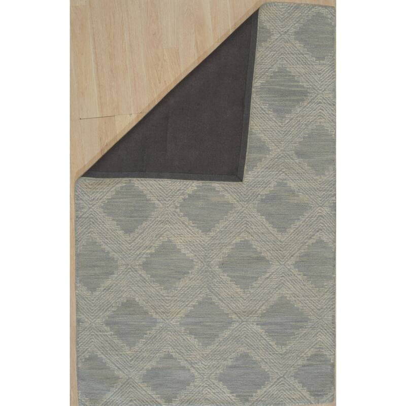 Light Blue Hand-Tufted Wool Contemporary Modern Weave Rug, 5' x 8', Plush Cozy Accent - L