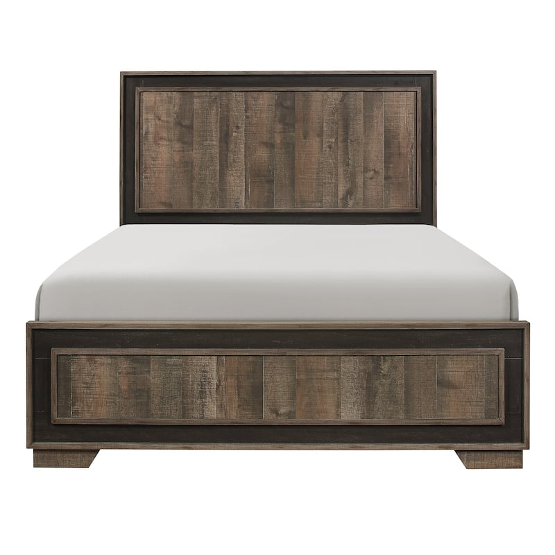 Queen Size Modern Two-Tone Bed with Headboard and Footboard - Multicolor