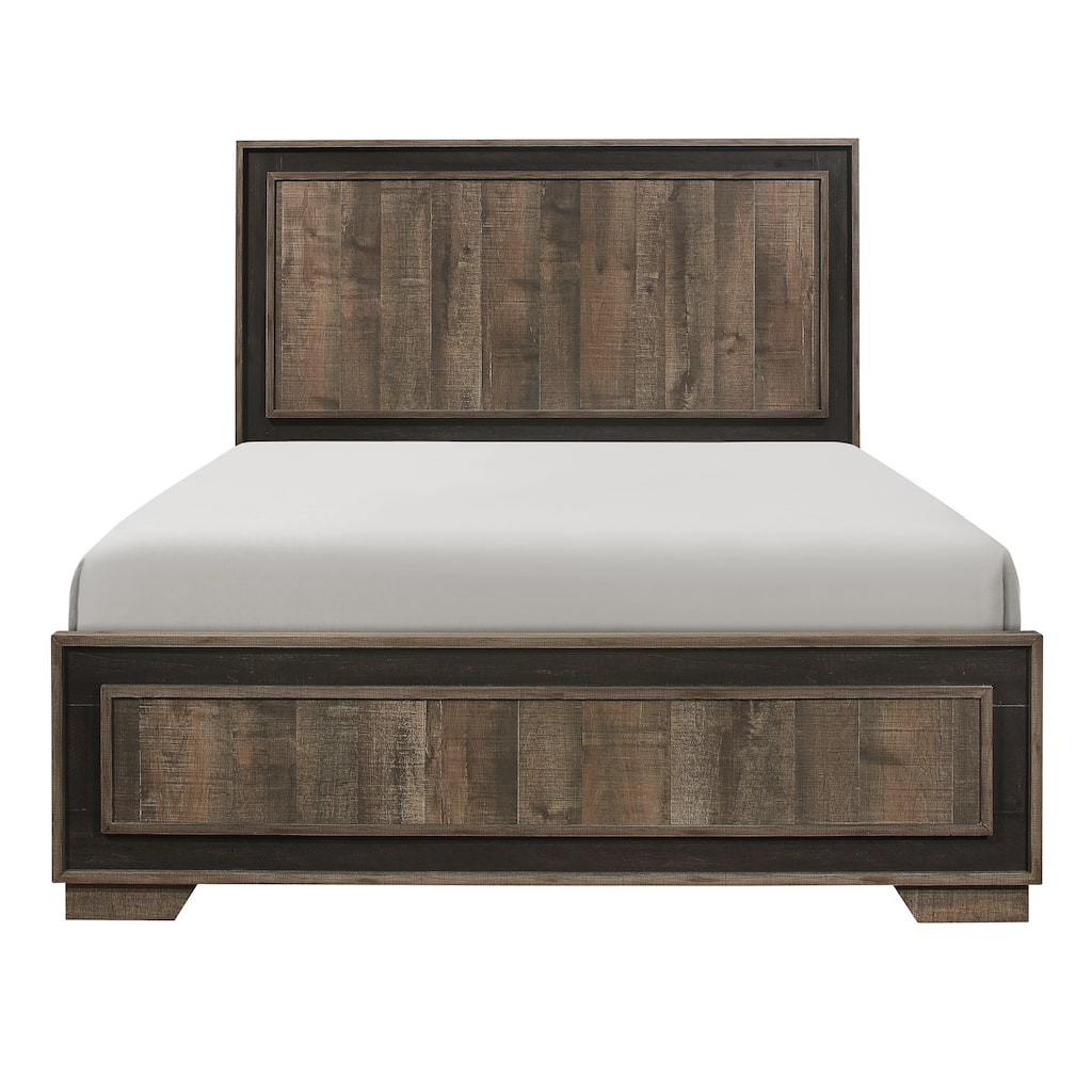 Queen Size Modern Two-Tone Bed with Headboard and Footboard