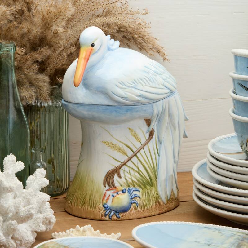 Certified International Coastal Birds 3-D Cookie Jar, 64 oz. - 9.00"L x 5.25"W x 11.75"H