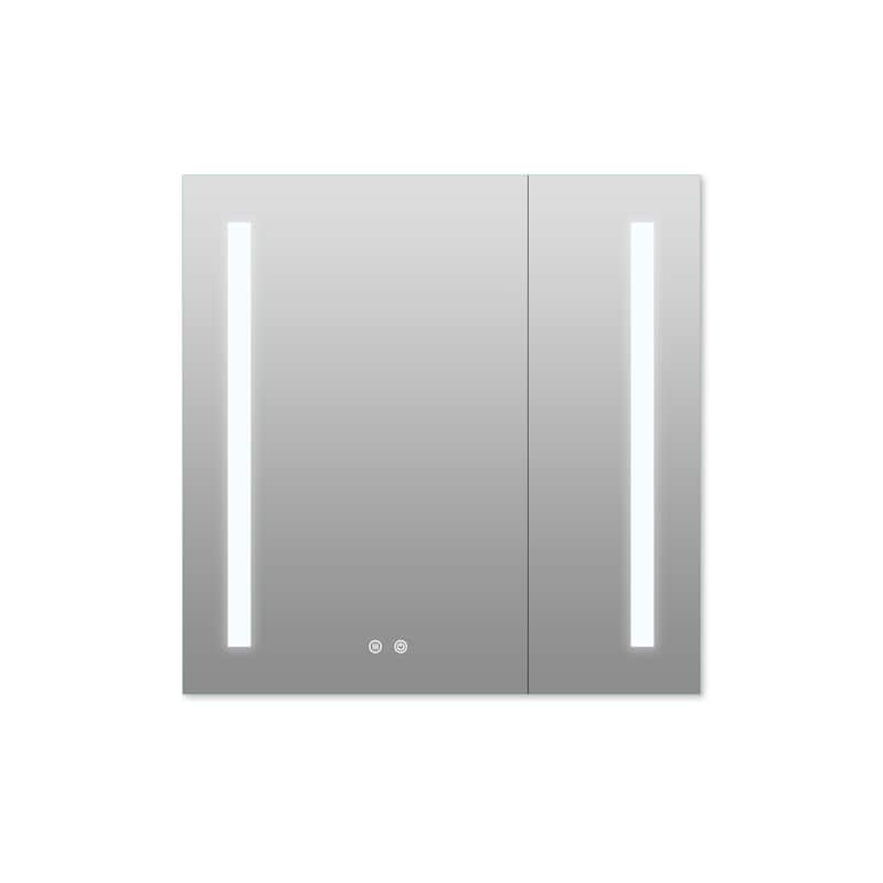 Recessed or Surface 30" H LED Mirror Cabinet with Adjustable Glass Shelves,Defogger, Dimmer And Outlets & USB Ports