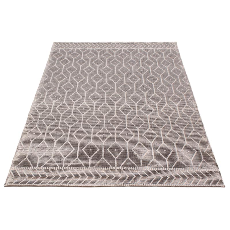 ECARPETGALLERY Braid weave Sienna Grey Wool Rug - 6'1 x 9'4