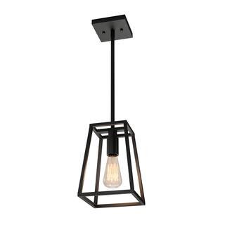 Artika Carter 1-Ligh Pendant with Amber Incandescent Bulb, Black