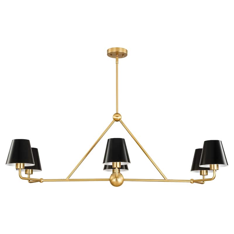 2/6-Light Industrial Vintage Gold and Black Sputnik Cone Large Chandelier for Dining Room
