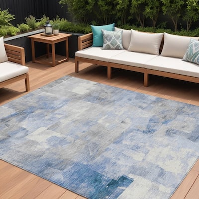 HomeRoots Abstract Transitional Rectangle Outdoor Rug