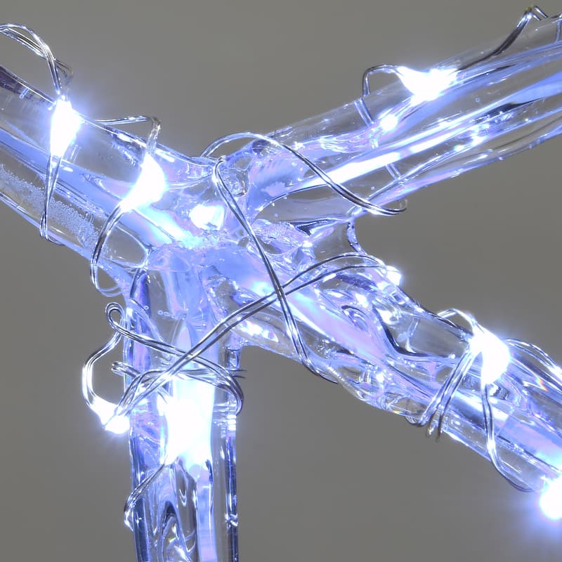 National Tree Company LED Light Ice Crystal Snowflakes, Set of 2 - White - 20 in