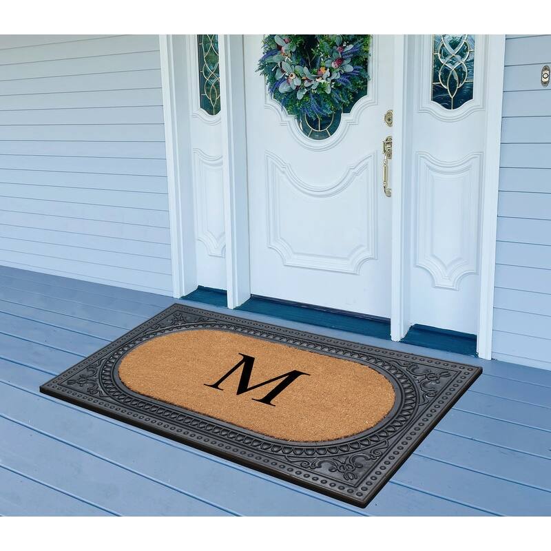 A1HC First Impression Carson Rubber and Coir 24" X 39", Heavy Duty, Easy to Clean Outdoor Monogrammed Doormat