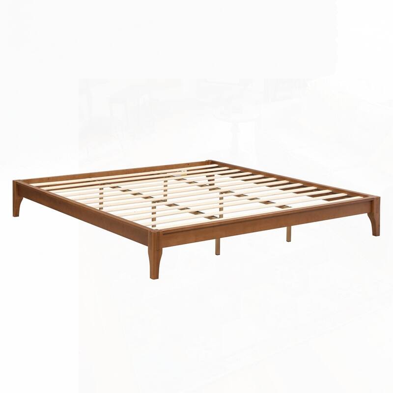 12 Inch Solid Dry Bamboo Wood Platform Bed Framewith Wood Slat Support,