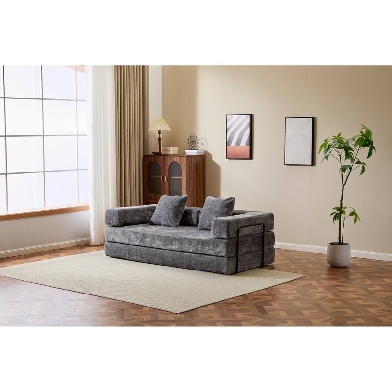 Floor Couch,Compression Sofa,Convertible Floor Sofa Bed-with Pillow Back Support Armrest,Comfy Futon Couch Lounge Sleeper Bed
