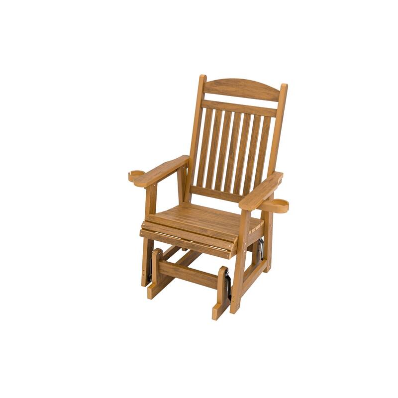 Poly Lumber Patio Glider for One Person with Cup Holders, HIPS Material, All-Weather Resistant