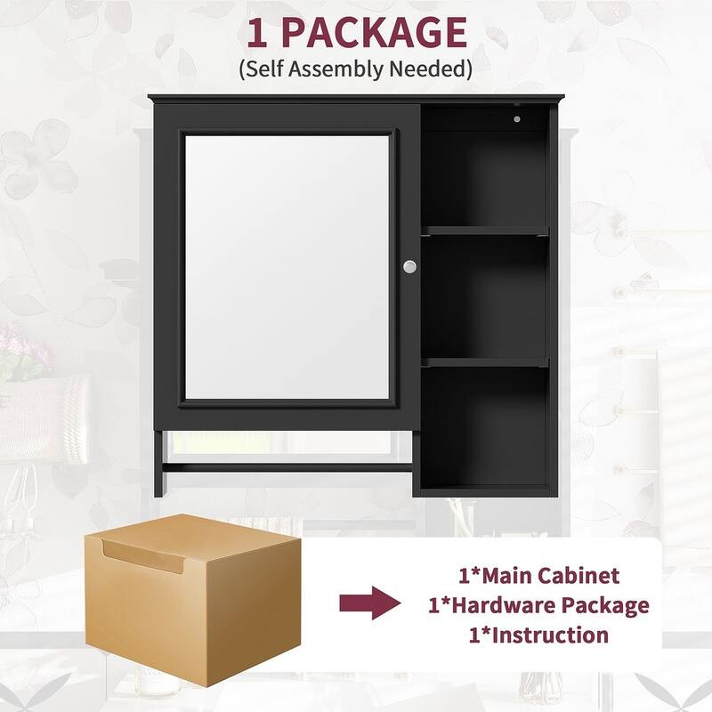 30'' Bathroom Vanity with Top Sink, Freestanding Vanity Set with Mirror Cabinet