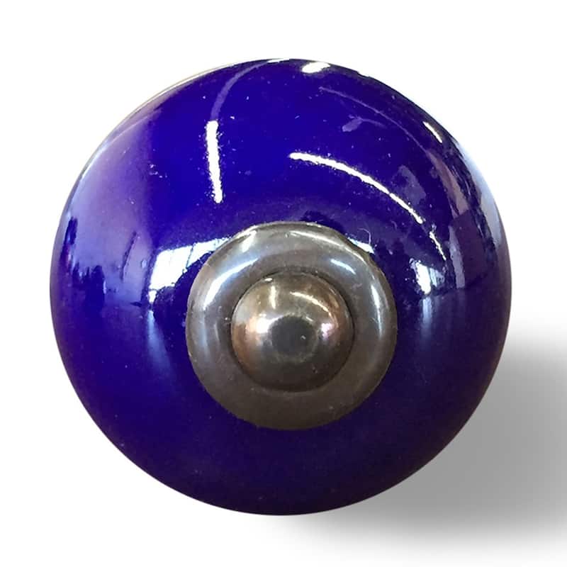 HomeRoots Set of Eight Purple And Gray Ceramic And Metal Drawer Pull Knobs - 1.5' X '1.5' X '1.5