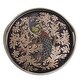 preview thumbnail 1 of 2, Handmade Mystic Peacock In Silver Reverse-Painted Glass Tray (Peru) - 2.4" H x 17.75" Diam.