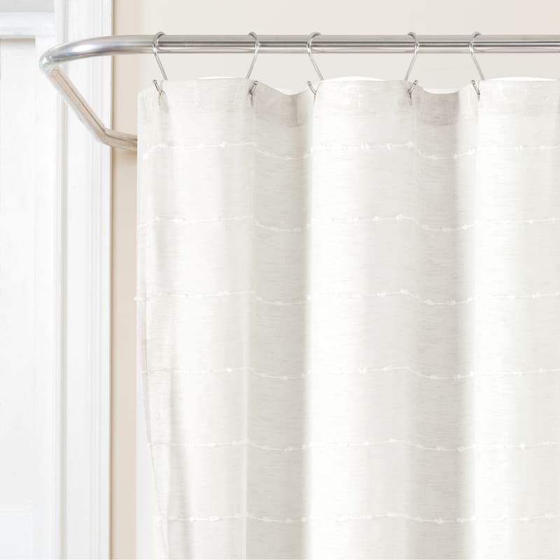 Lush Decor Farmhouse Textured Sheer With Peva Lining Shower Curtain