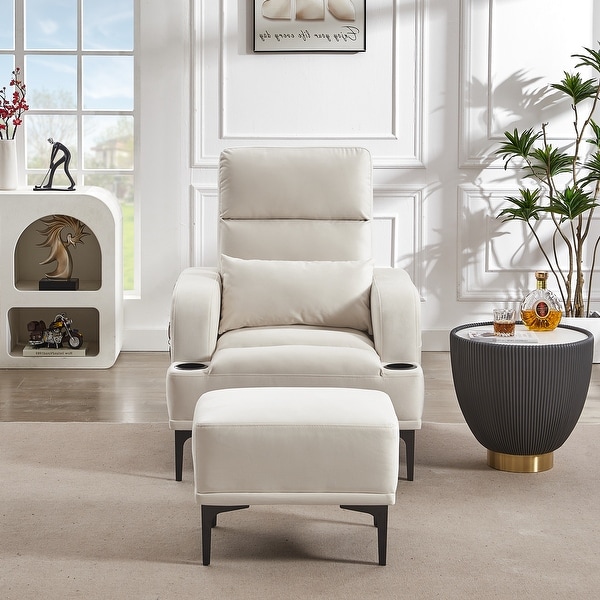 White accent top chair with ottoman